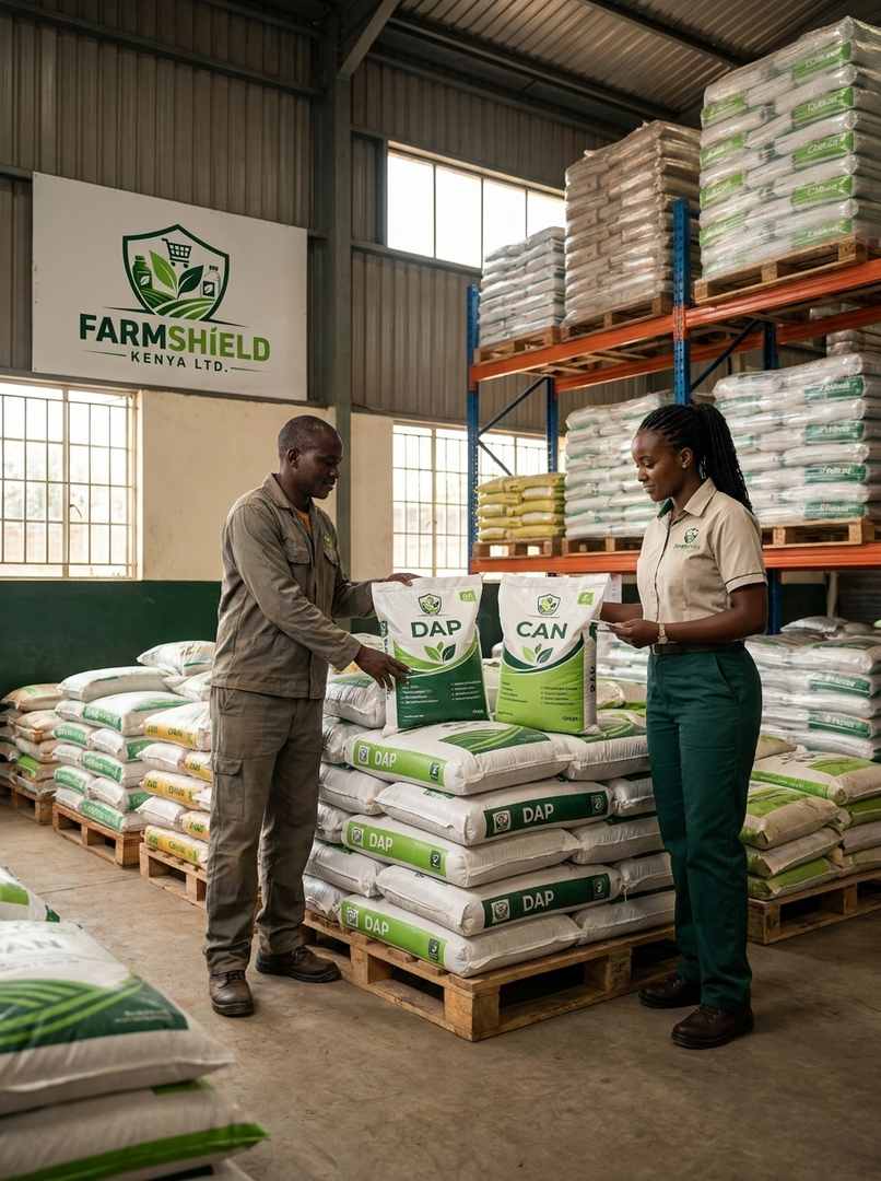 DAP and CAN fertilizer bags in warehouse